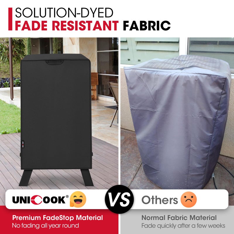 Unicook 40 Inch Smoker Cover for Masterbuilt, Outdoor Electric BBQ Smoker Grill Cover Heavy Duty Waterproof Fade Resistant, 23" W x 17" D x 39" H, Black - Image 3